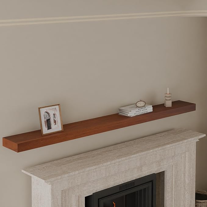 IEO Long Wooden Floating Shelves for Room Wall, Natural Wood Floating Shelves Wall Mounted Kitchen Shelf for Living Room, Bedroom, Kitchen,Bathroom, Storage (Honey Oak, 60in 1tier)