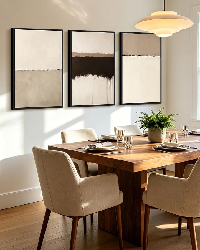 KUVIOKE Abstract Framed Wall Art Minimalist Beige Gray Pastel Watercolor Wall Decor Modern Illustration Neutral Art Painting Home Decor 24x36in (Black Framed)
