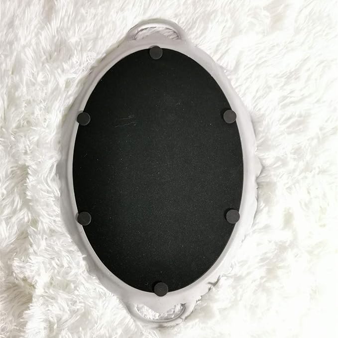 Oval Vintage Decorative Mirror Tray, Jewelry Cosmetics Makeup Dresser Storage Organizer Tray, Serving Tray (9.8”x 14.6”) White