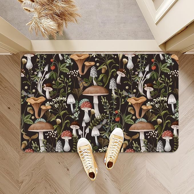 Bath Mat Rug,Bobo Mushrooms Non Slip Quick Dry Super Absorbent Thin Bathroom Rugs Fit Under Door-Easy to Clean Bathroom Floor Mats-Shower Rug for Shower Sink Bathtub(20" x 31"in)