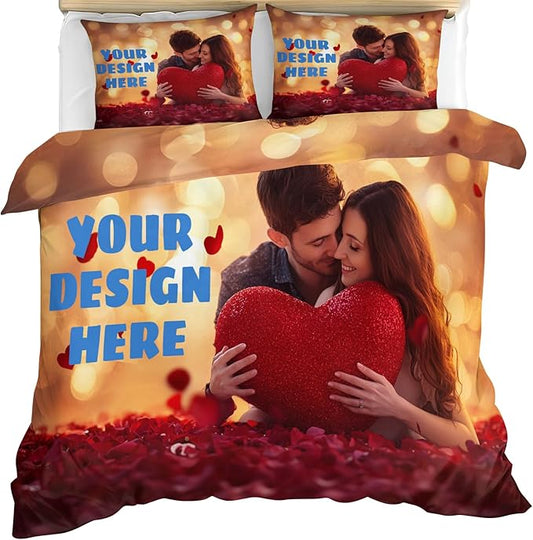 Custom Comforter Set Personalized Patterned Comforter Customized Duvet Cover Personalized Bedding Set, Suitable for Birthday, Christmas, Valentine's Day, Anniversary