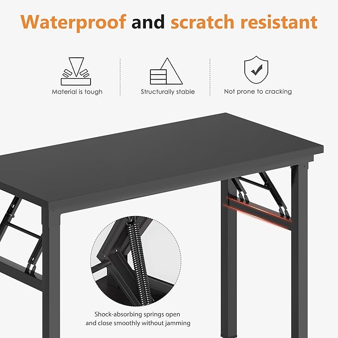 DlandHome Computer Desk, 59.8Inch Office Desk Computer Table, Study Writing Study Desk for Home Office, Black and Black