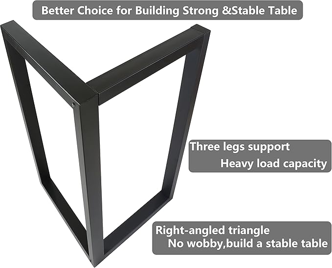 Metal Table Legs Bench Legs, Heavy Duty Square Tube Desk Legs Furniture Legs for Coffee/Dining/Side Table (L Shape, 28"X 17.7")