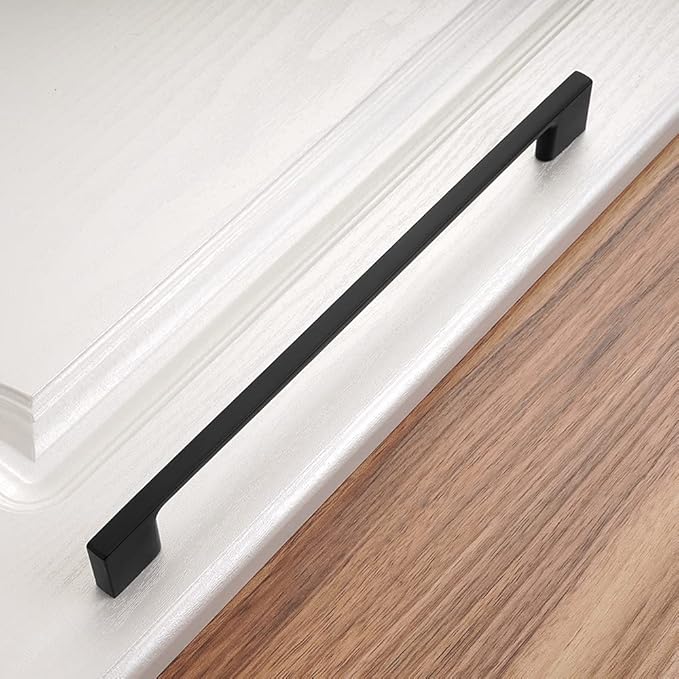 KOOFIZO 10 Pack 8-4/5 Inch Matte Black Kitchen Cabinet Pulls Black Cabinet Handles Black Cabinet Hardware for Kitchen Cabinets Drawer P01 Dresser Cupboard Bedroom Bathroom