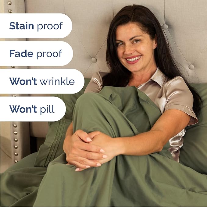 Cal King Size 4 Piece Sheet Set - Comfy Breathable & Cooling Sheets - Hotel Luxury Bed Sheets for Women & Men - Deep Pockets, Easy-Fit, Soft & Wrinkle Free Sheets - Sage Green Oeko-Tex Bed Sheet Set