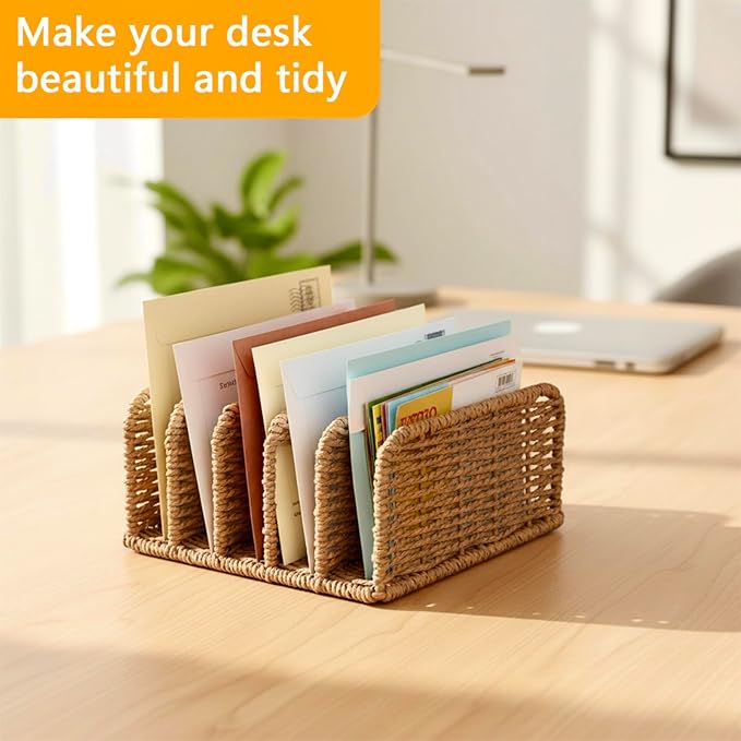 Desk Mail Organizer Large Capacity Mail Holder with 5-Slot, Letter Sorter File Holder, Letter Tray Office Envelope Organizer for Mails, Bill, Document, Notebook