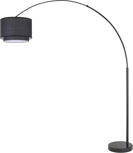 Major-Q 99-6938DS-BK Floor Modern 81" Tall Living Room-Stand Up Arching Black Double Shade and Marble Base for Bedrooms-Corner Lamp for Office Lighting