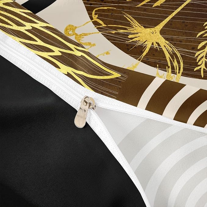 Erosebridal Boho Mid Century Duvet Cover Toddler Size for Women Men Adults | Minimalist Modern Comforter Cover Brown and Beige Geometric Bedding Set Aesthetic Modern Abstract Bed Set