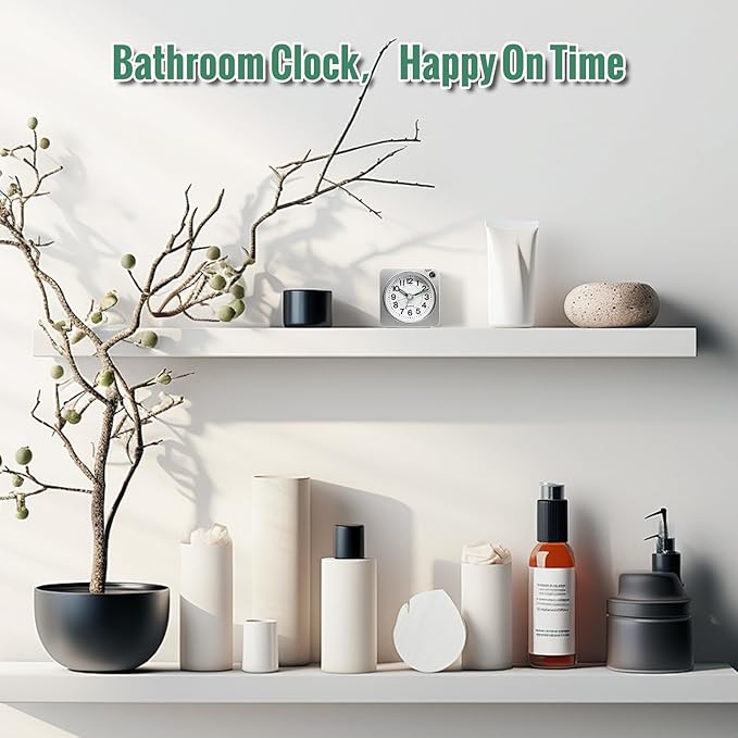 Lamisola Minimalist Battery Analog Travel Alarm Clock, Silver Table Desk Shelf Clocks for Bedrooms, Small Beside Clock, Ascending Alarm, Maximalist Decor, Silver