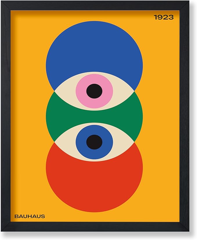 Poster Master Bauhaus Poster - Abstract Eyes Print - Graphic Design - Eye Illustration - Geometric Art - Chic Boho Design - Mid Century Modern Illustration - Living Room or Bedroom Wall Decor - 11x14 UNFRAMED Wall Decor