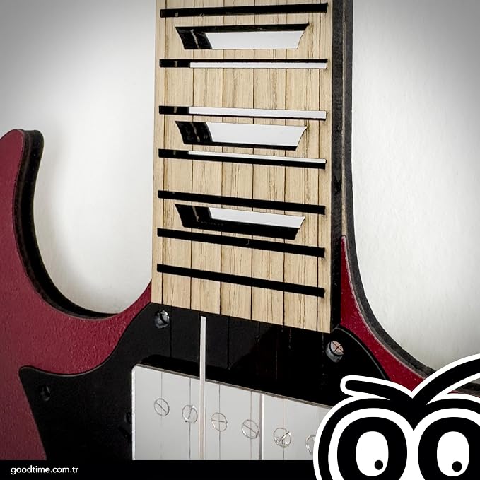 goodtime SG Style Guitar Wall Clock, 18 Inch Red Decor | Silent Sweep Movement, Oak Fretboard | Unique Gift for Men, Guitar Lovers, Musicians, and Man Cave
