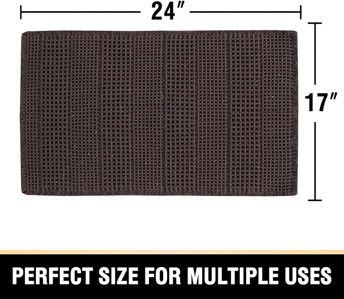 H.VERSAILTEX Upgraded Waffle Bath Mat Super Absorbent Non Slip Bath Rugs for Beside Tub, 17" x 24", Chocolate
