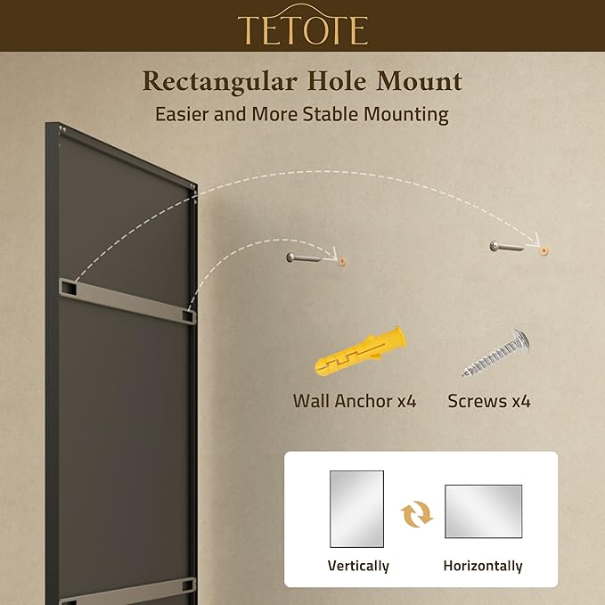 TETOTE Black Framed Mirror for Bathroom Vanity 40" x 24" Matte Black Rectangle Beveled Frame Wall Mirror for Over Sink, Tempered Glass, Modern Farmhouse Bedroom, Entryway, Living Room