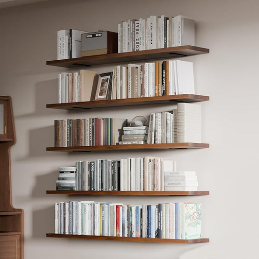 5 Tier Book Shelf,48 inch Long Floating Shelf for Wall,Adjustable Large Bookcase,Wall Mounted Bookshelf for Books/Lego/Plants