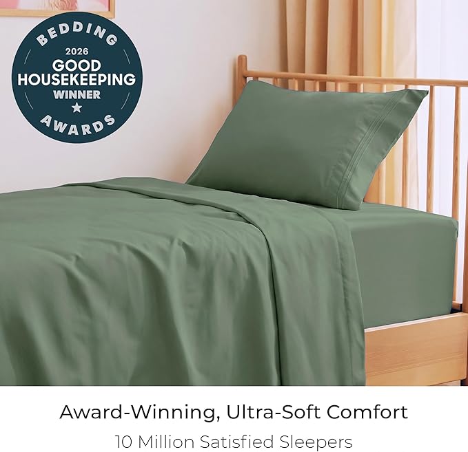Mellanni Twin Sheets Set - 3 PC Iconic Collection Bedding - Hotel Luxury, Extra Soft, Cooling Bed Sheets - Wrinkle, Fade, Stain Resistant (Twin, Sage)
