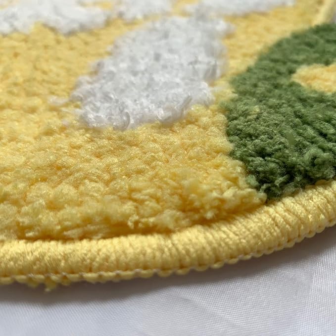 UKELER Soft Yellow Lemon Bath Rug for Kids Non Slip Absorbent Bath Mat Washable Shaggy Kids Bedroom Decor Bathroom Door Mat 31.5''x19.7''