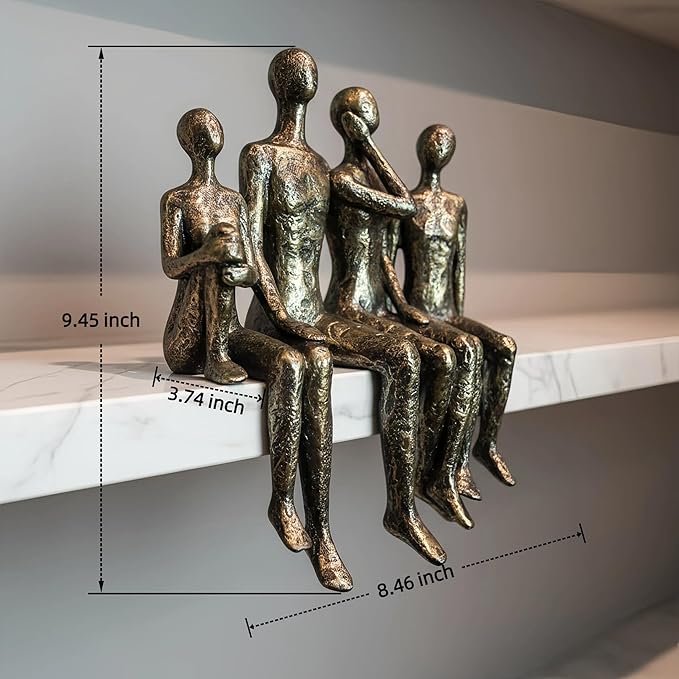 Lescafita Abstract Family Sitting Sculpture Resin Statue – Edge Shelf Display, Modern Home Decor Figurine, Anniversary & Family Keepsake