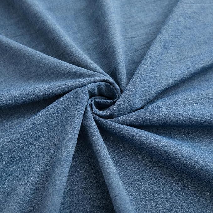 LOVQUE 100% Washed Cotton Duvet Cover King Size, Denim Blue Fade-Resistant Natural Bedding Set (No Comforter), 104x90 Inches