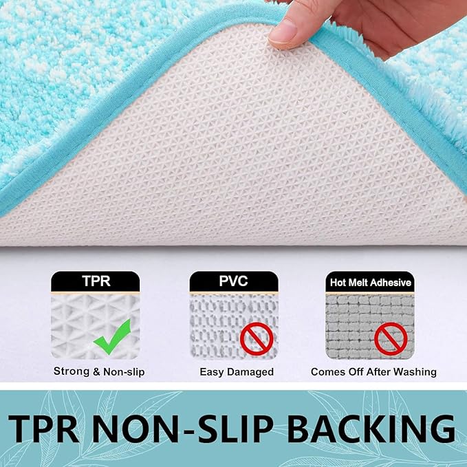 Arotive Microfiber Bathroom Rugs, Shaggy Soft and Absorbent Bath Rug, Non-Slip, Thick Plush Machine Washable Dry Bath Mats for Bathroom, Tub and Shower, 24x16, Sky Blue, Rectangular