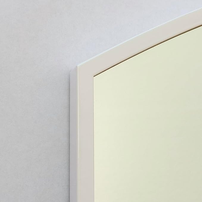 Harper Crescent Wall Mirror 30”x36” Over Sink Bathroom Mirror, Arched Arc Curved Tempered Glass Vanity Mirror, Great for Hallway/Entryway/Bedroom, Hangs Horizontal/Portrait/Vertical/Landscape, White