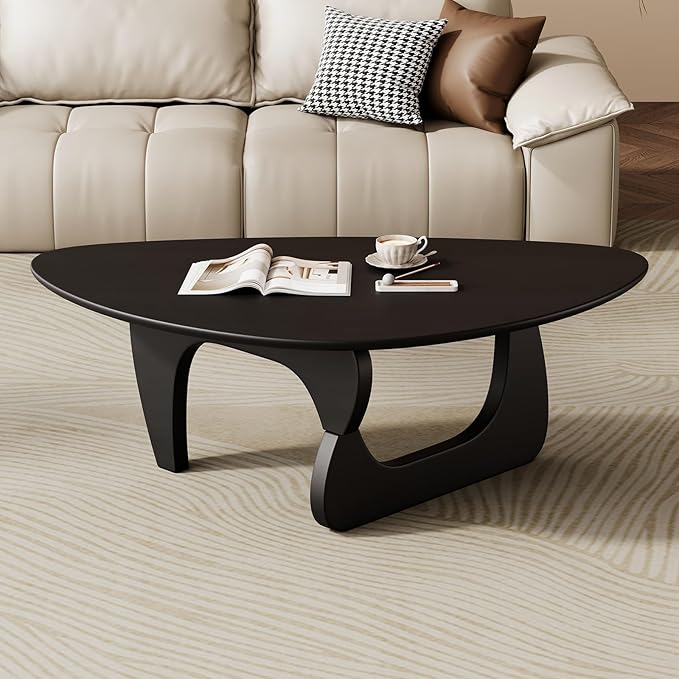 Mid Century Modern Coffee Table - Black Wooden Coffee Table for Living Room,Center Table Suitable for Bedroom Living Room Reception Office Tables (Black, Large 45 * 29 * 16in)