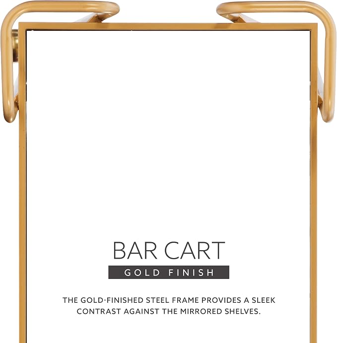 Linon Gina Mid-Century Bar Cart, Gold