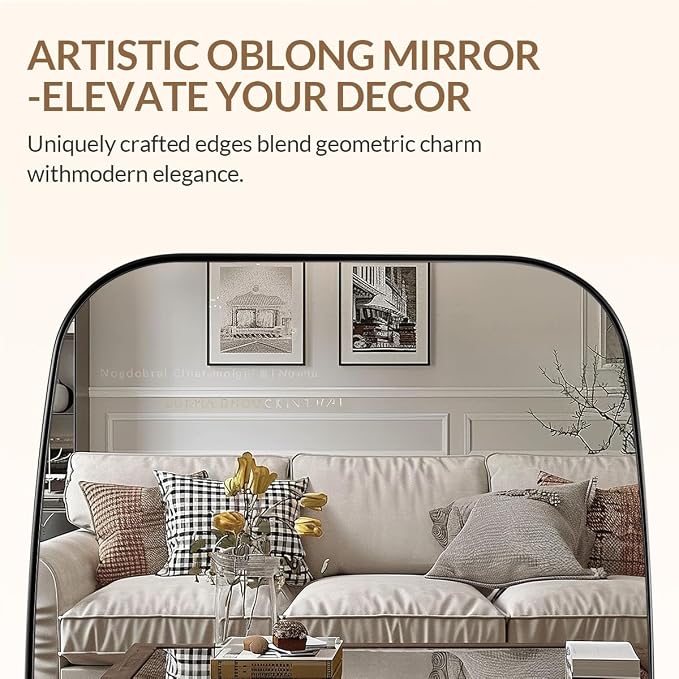 ANDY STAR Oval Mirror for Bathroom, 20x28 Brushed Nickel Oblong Bathroom Mirror for Vanity with Stainless Steel Metal Frame, Modern Anti Rust Wall Mounted