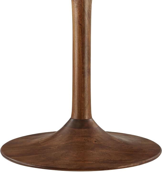 Modway Lippa 48 Inch Round Wood Dining Table in Walnut – Solid Mango Wood Tabletop with Pedestal Base - Mid Century Modern Dining Room Furniture - Kitchen Table for 4-6 Person