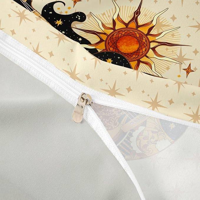 Erosebridal Boho Guitar Duvet Cover Queen Retro Bohemia Aesthetic Room Decor Bedding Set Trendy Celestial Sun Star Comforter Cover,Vintage Guitar Music Bed Set