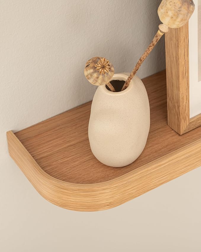 Kazai.® 31.5 inches Wall Shelf 'Toke' | Picture Ledge in Real Wood Veneer | Floating Wooden Shelf for Photos, Wall Decor, and Storage in Bathroom, Living Room, Kitchen, or Bedroom | Oak