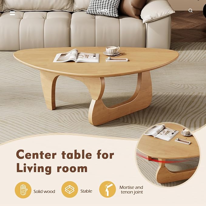 Mid Century Modern Coffee Table - Wooden Coffee Table for Living Room,Center Table Suitable for Bedroom Living Room Reception Office Tables (Wood, Large 45 * 29 * 16in)