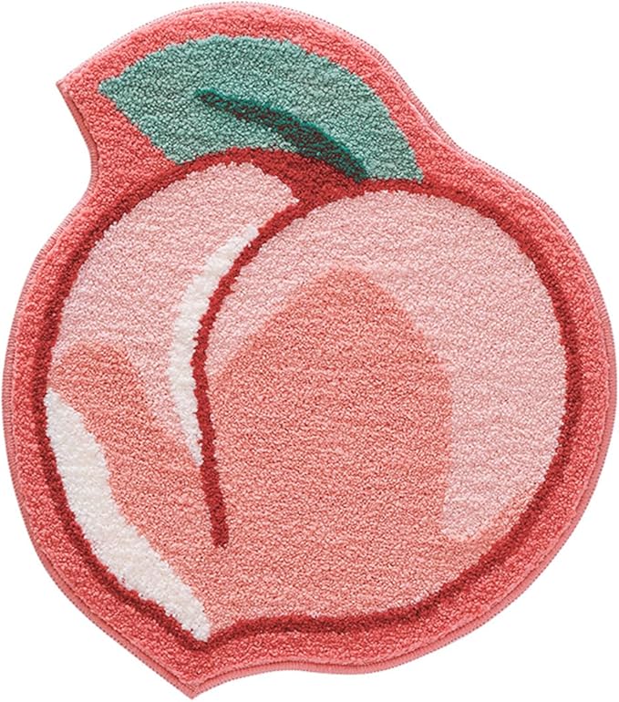 Ankah Fruit Bath Mats Cute Bathroom Rugs, Particularly Absorbent, Very Soft, and Dry Fast That Fits for Kid's Room, Bathroom or Other Room, 22.1" x 25.6", Peach