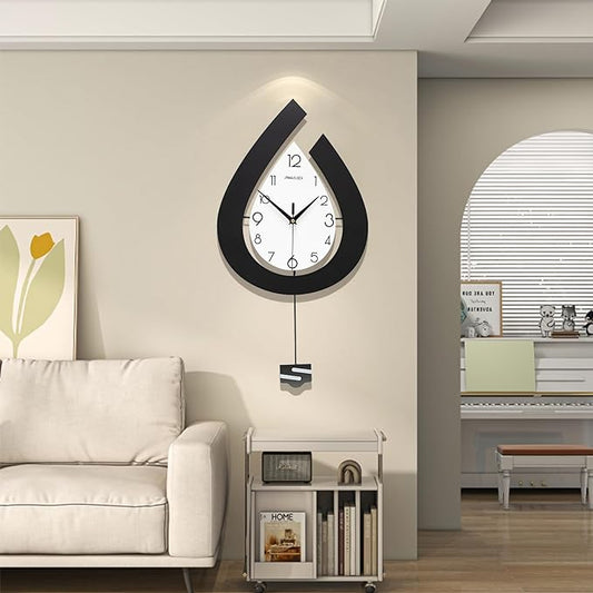 Large Decorative Wall Clock for Living Room Decor Big Pendulum Modern Wall Clock for Kitchen Bedroom Bathroom Non Ticking Silent Clock Wall Decor Battery Operated for Home 31.5 Inch