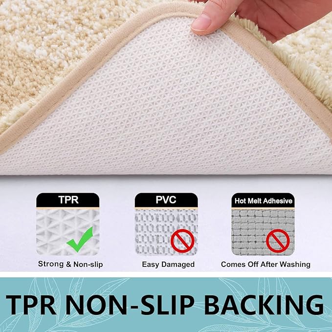 Arotive Microfiber Bathroom Rugs, Shaggy Soft and Absorbent Bath Rug, Non-Slip, Thick Plush Machine Washable Dry Bath Mats for Bathroom, Tub and Shower, 47x24, Camel, Rectangular