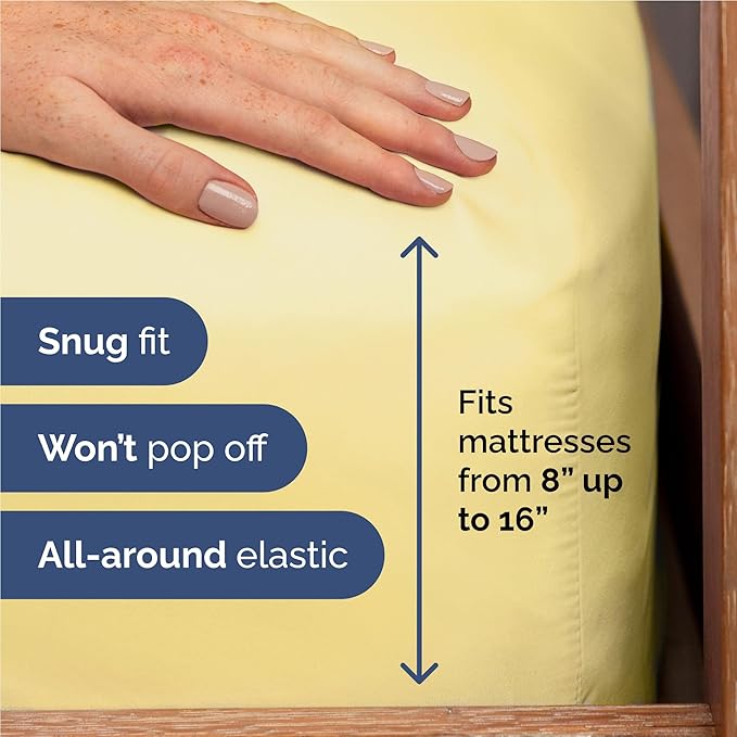 Full Size 4 Piece Sheet Set - Comfy Breathable & Cooling Sheets - Hotel Luxury Bed Sheets for Women & Men - Deep Pockets, Easy-Fit, Extra Soft and Wrinkle Free Sheets - Yellow Oeko-Tex Bed Sheet Set