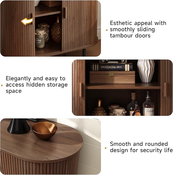 ONBRILL 31.5" Sideboard Buffet Cabinet with Storage, Storage Cabinet with Sliding Door & Adjustable Shelf, Modern Accent Coffee Bar Console Table for Kitchen, Entryway, Walnut