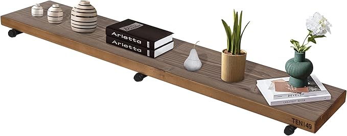 TEN49 Real Wood Rustic Floating Shelves Wall - 60 Wide Small Wooden Industrial Pipe Shelving 1.8 Thick - Farmhouse Pipe Wall Shelves Furniture Bathroom Decor Art Shelf - Dark Espresso Color - Set of 2