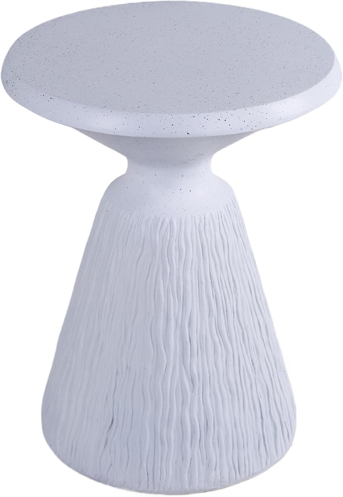 ø16.73'' Faux Concrete Cement Round Side Table End Table, Modern Contemporary Minimalist White Finish Style, MGO & Fiberglass Material for Indoor & Outdoor, No Assembly, Aqua Grey
