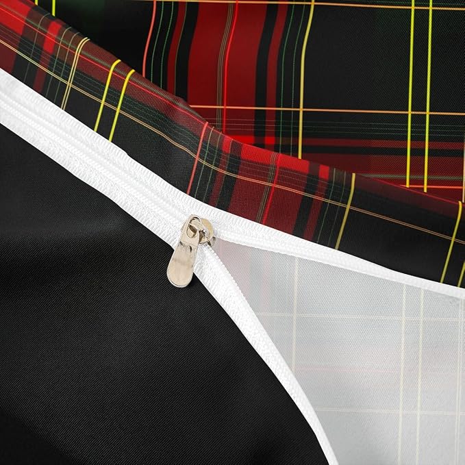 Erosebridal Red Black Grid Toddler Duvet Cover Modern Classic Geometric Tartan Comforter Cover for Kids Teens Buffalo Plaid Bedding Set Striped Check Vintage Farmhouse Bed Set with Zipper