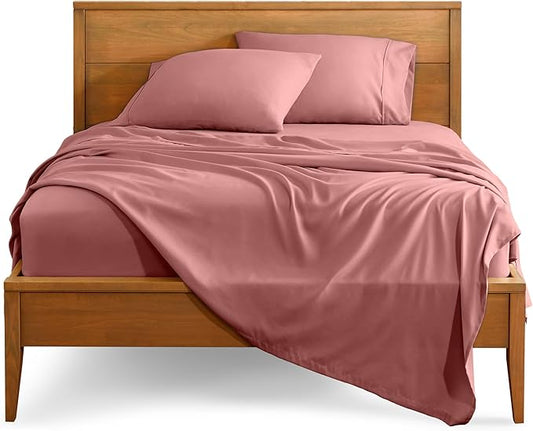 Bare Home California King Sheet Set - 1800 Ultra-Soft Microfiber Cal King Bed Sheets - Double Brushed - Deep Pockets - Easy Fit - 4 Piece Set - Bed Sheets (California King, Dusty Rose)