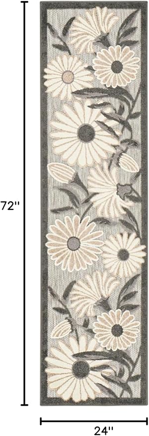 Nourison Home Aloha Beige 2' x 6' Area Rug - Easy Clean, Non Shedding, Bed Room, Living Room, Dining Room, Kitchen (6' Runner)