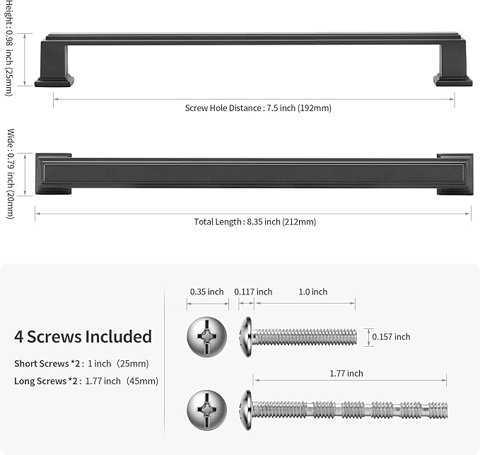 10 Pack 7.5 Inch(192mm) Hole Center Matte Dark Gunmetal Gray Modern Cabinet Pulls Kitchen Cabinet Handles Kitchen Cabinet Hardware Timeless Drawer Pulls for Dresser Cupboard Wardrobe, Gray(7.5x10)