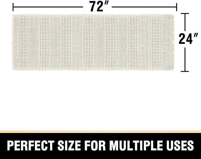 H.VERSAILTEX Upgraded Waffle Runner Rug Super Absorbent Non Slip Bath Rugs for Beside Tub, 24" x 72", Ivory