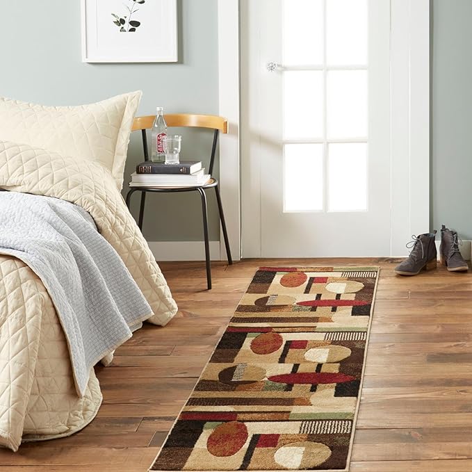 Home Dynamix Tribeca Jasmine Modern Runner Rug, Abstract Brown/Green 1'9"x7'2"