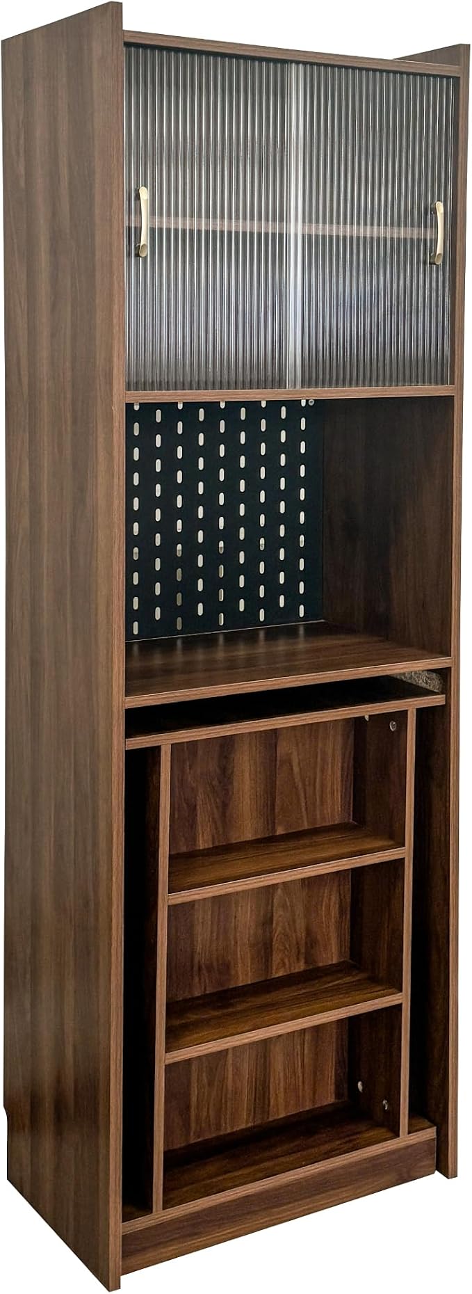 Folding Desk with Storage,Foldable Writing Desk Computer Secretary Table,Mid Century Hidden Table for Home Office Small Space with Storage (Walnut)