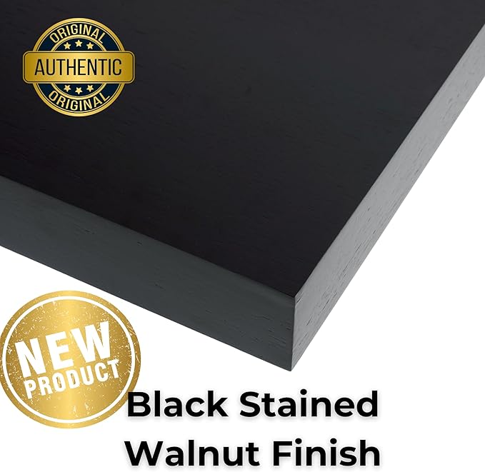 HÜNGSMART 48 Inch Wooden Floating Shelf – Supports 300lbs – 10 inch Deep - Carpenter Designed - Engineered Wood 4 foot Long - Black Stained Walnut Finish – Includes Laser Welded Precision Wall Bracket