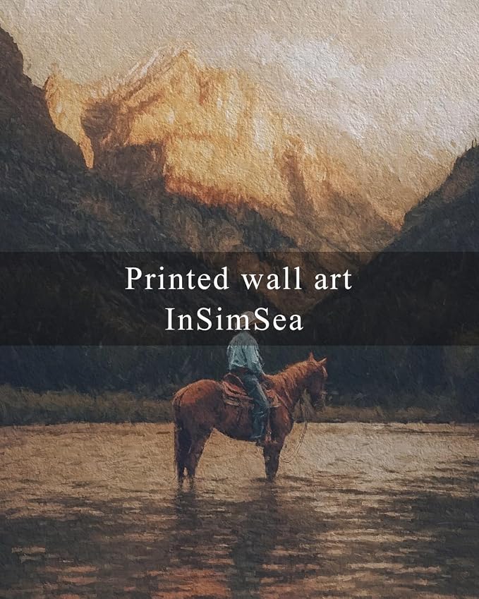 InSimSea Wall Art Framed Canvas for Living Room - Retro Horse Canvas Wall Decor Trendy Eclectic Vintage Landscape Artwork Prints Home Decor Gallery Picture Oil Painting Boho Office Wall Decor 8x10In