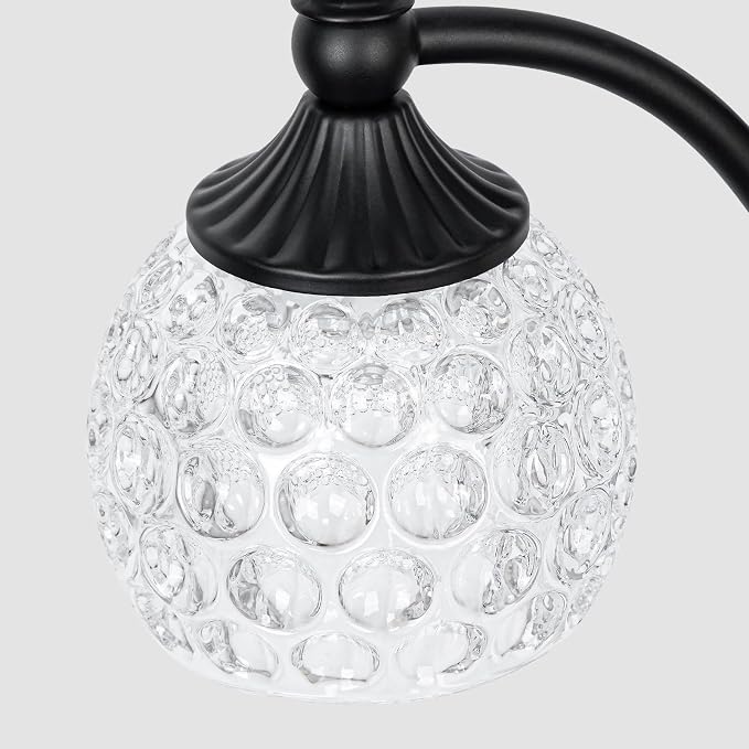 JUNNAI Glass Floor Lamp 66.5in Black Standing Lamps for Living Room with 3 Brightness Lights Vintage Retro Corner Lamp for Bedroom Office(3LED Bulbs Included)