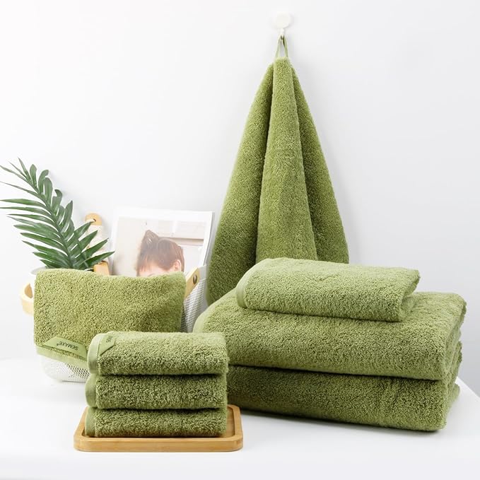 SEMAXE 12-Piece Family Bathroom Towel Set - 100% Cotton, 4 Bath Towels, 4 Hand Towels, 4 Washcloths, Ultra-Soft and Super Absorbent, Lighter Weight