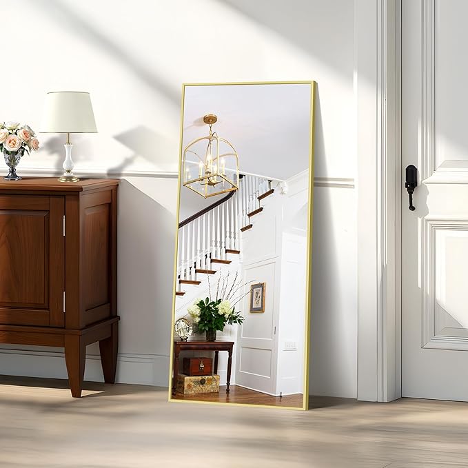 KOCUUY Gold Bathroom Mirror, 20"x48" Rectangle Bathroom Mirror for Wall, HD Tempered Glass, Anti-Rust Frame, Modern Design for Bathroom, Bedroom, Living Room, Entryway